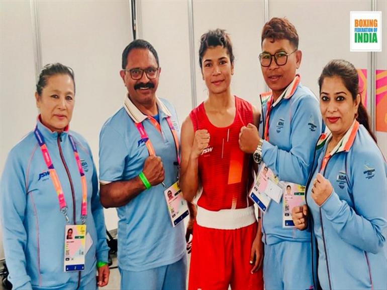 India's Nikhat Zareen sailed into the semi-finals of women's boxing light flyweight category at CWG 2022.